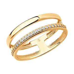 Кольцо из золочёного серебра с фианитами