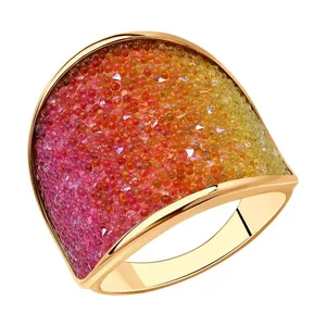 Кольцо из золочёного серебра с кристаллом