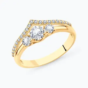 Кольцо из золочёного серебра с фианитами