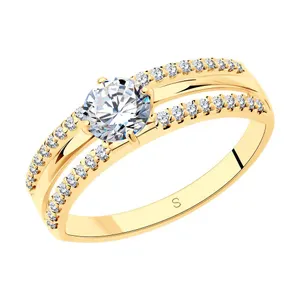 Кольцо из золочёного серебра с фианитами