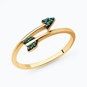 Кольцо из золочёного серебра с фианитами