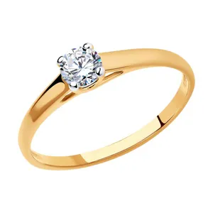 Кольцо из золочёного серебра с фианитом