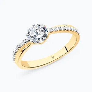 Кольцо из золочёного серебра с фианитами