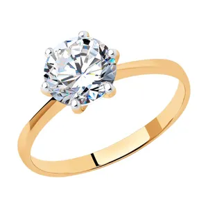 Кольцо из золочёного серебра с фианитом