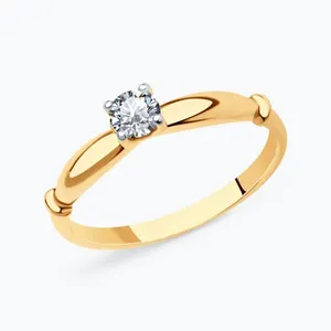 Кольцо из золочёного серебра с фианитом