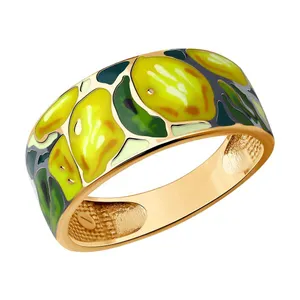 Кольцо из золочёного серебра с эмалью