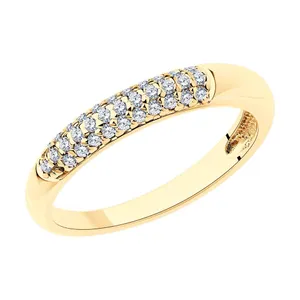 Кольцо из золочёного серебра с фианитами