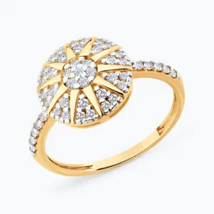 Кольцо из золочёного серебра с фианитами