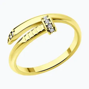 Кольцо из золочёного серебра с фианитами