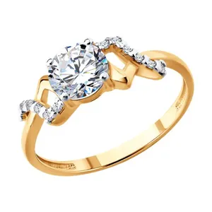 Кольцо из золочёного серебра с фианитами