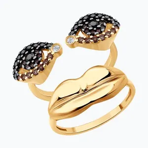 Кольцо из золочёного серебра с фианитами