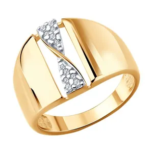 Кольцо из золочёного серебра с фианитами