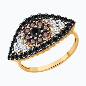 Кольцо из золочёного серебра с фианитами