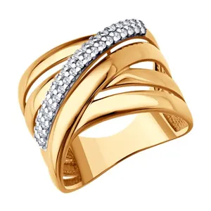 Кольцо из золочёного серебра с фианитами