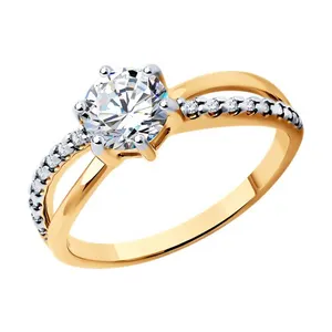 Кольцо из золочёного серебра с фианитами