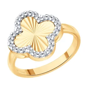 Кольцо из золочёного серебра с фианитами