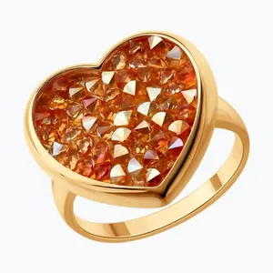 Кольцо из золочёного серебра с кристальной тканью