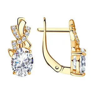 Серьги из золочёного серебра с фианитами