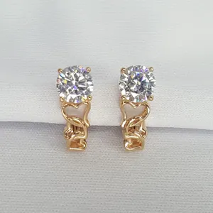 Серьги из золочёного серебра с фианитами