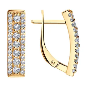 Серьги из золочёного серебра с фианитами