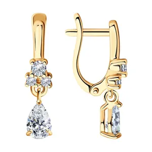 Серьги из золочёного серебра с фианитами