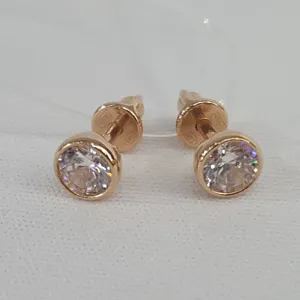 Серьги-пусеты из золочёного серебра с фианитами