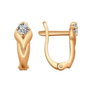 Серьги из золочёного серебра с фианитами