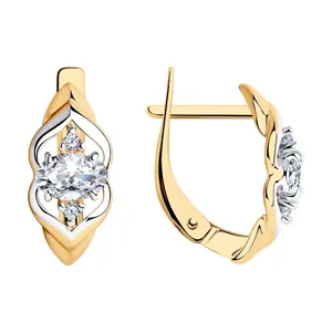 Серьги из золочёного серебра с фианитами