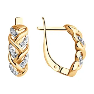 Серьги из золочёного серебра с фианитами