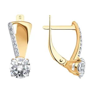 Серьги из золочёного серебра с фианитами