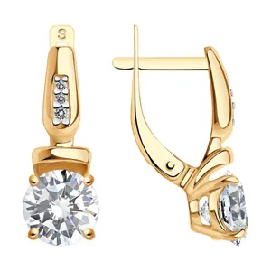 Серьги из золочёного серебра с фианитами