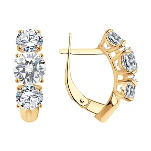 Серьги из золочёного серебра с фианитами