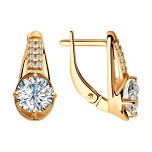 Серьги из золочёного серебра с фианитами