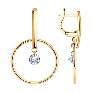 Серьги из золочёного серебра с фианитами