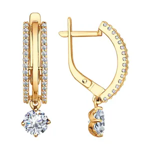 Серьги из золочёного серебра с фианитами