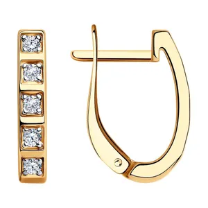 Серьги из золочёного серебра с фианитами