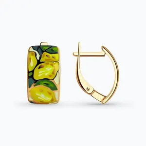 Серьги из золочёного серебра с эмалью