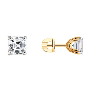 Серьги из  золоченого серебра с фианитами