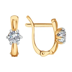 Серьги из золоченого серебра с фианитами