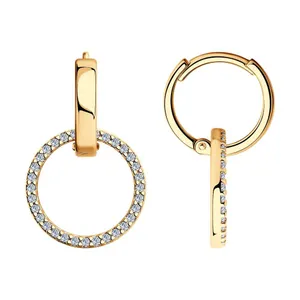 Серьги из золочёного серебра с фианитами