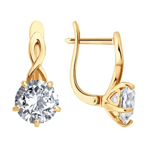 Серьги из золочёного серебра с фианитами