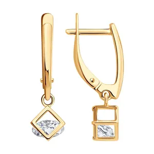 Серьги из золочёного серебра с фианитами