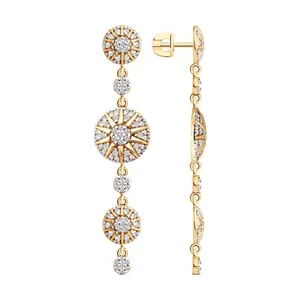 Серьги из золочёного серебра с фианитами