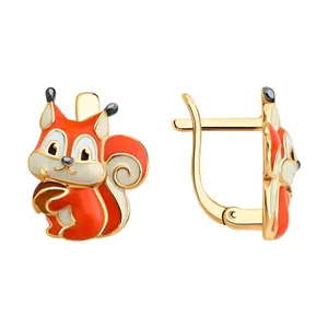 Серьги из золочёного серебра с эмалью