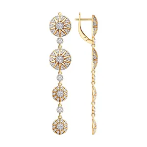 Серьги из золочёного серебра с фианитами