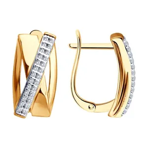 Серьги из золочёного серебра с фианитами