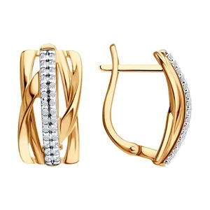 Серьги из золочёного серебра с фианитами