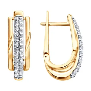 Серьги из золочёного серебра с фианитами