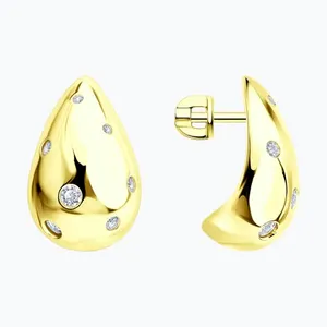 Серьги из золочёного серебра с фианитами