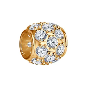 Подвеска-шарм из золочёного серебра с фианитами